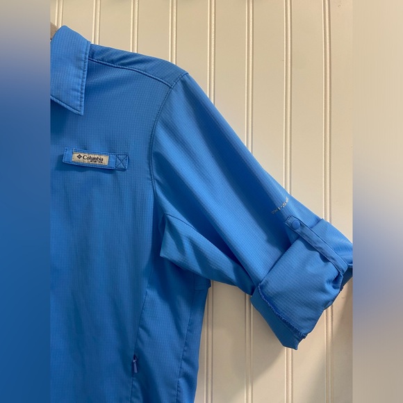 Columbia PFG Professional Fishing Gear Blue Snap Button Up Long Sleeve Vented S - Picture 9 of 9